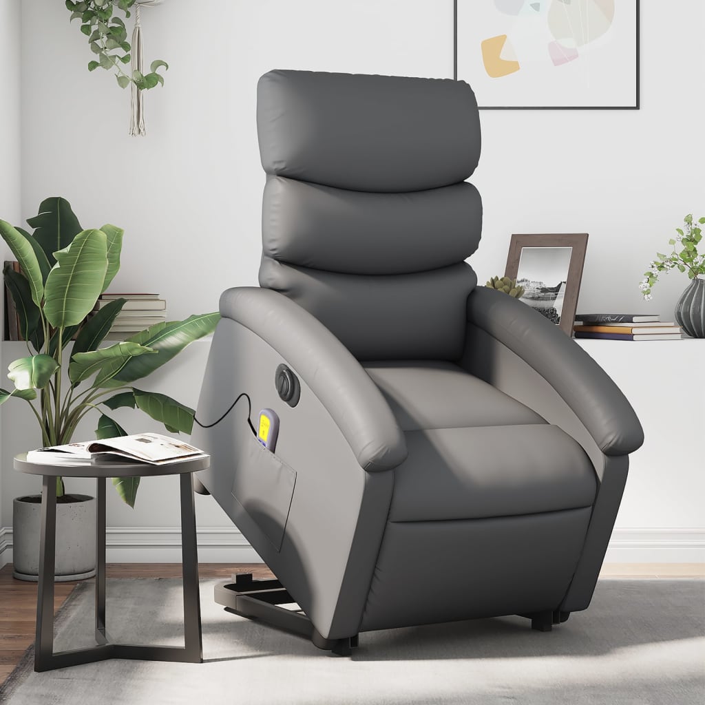 Fauteuil inclinable de massage électrique gris similicuir