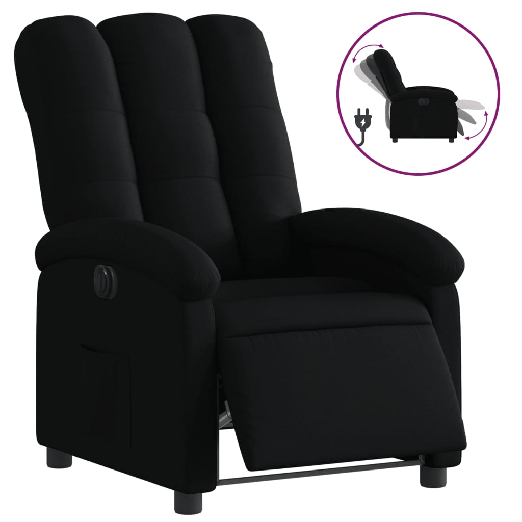 Fauteuil inclinable électrique Noir Tissu