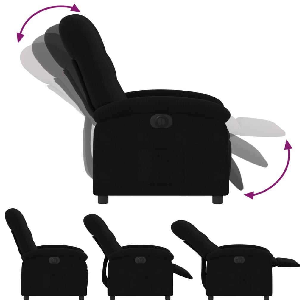 Fauteuil inclinable électrique Noir Tissu