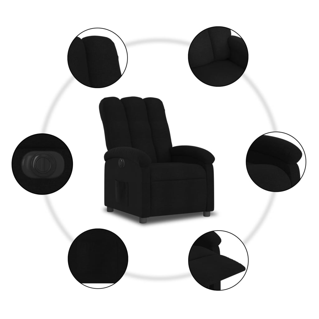 Fauteuil inclinable électrique Noir Tissu