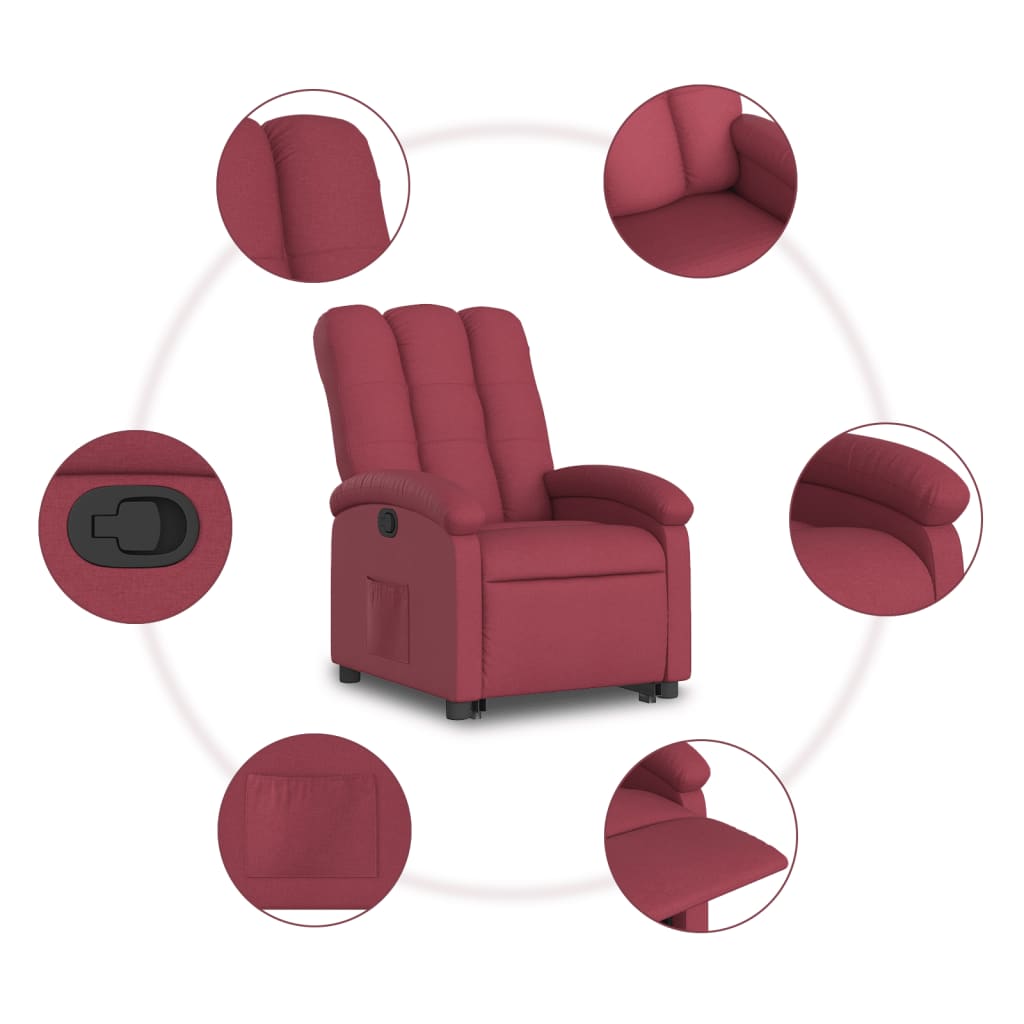 Fauteuil inclinable rouge bordeaux tissu