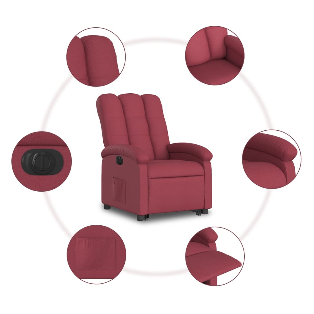 Fauteuil inclinable électrique rouge bordeaux tissu