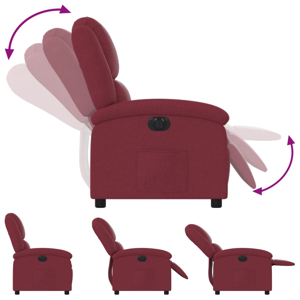 Fauteuil inclinable électrique Rouge bordeaux Tissu