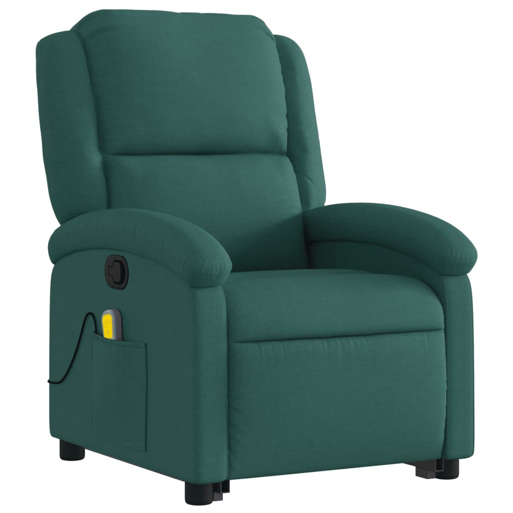 Fauteuil inclinable de massage Vert foncé Tissu