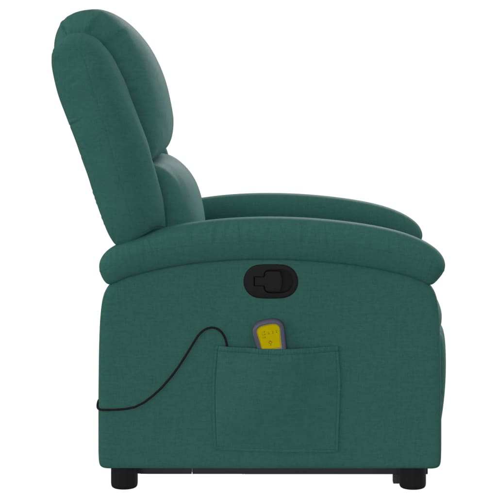 Fauteuil inclinable de massage Vert foncé Tissu