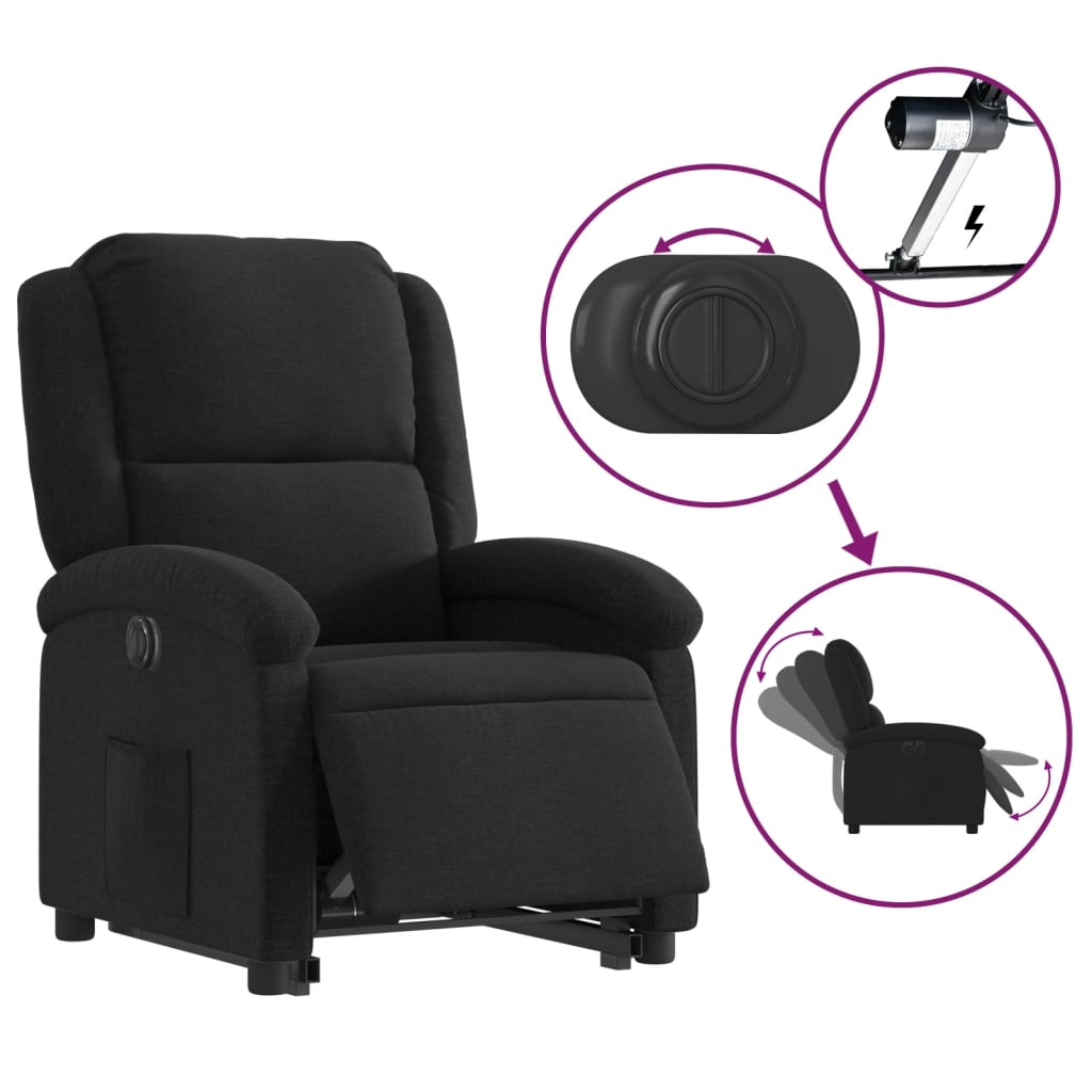 Fauteuil inclinable électrique noir tissu