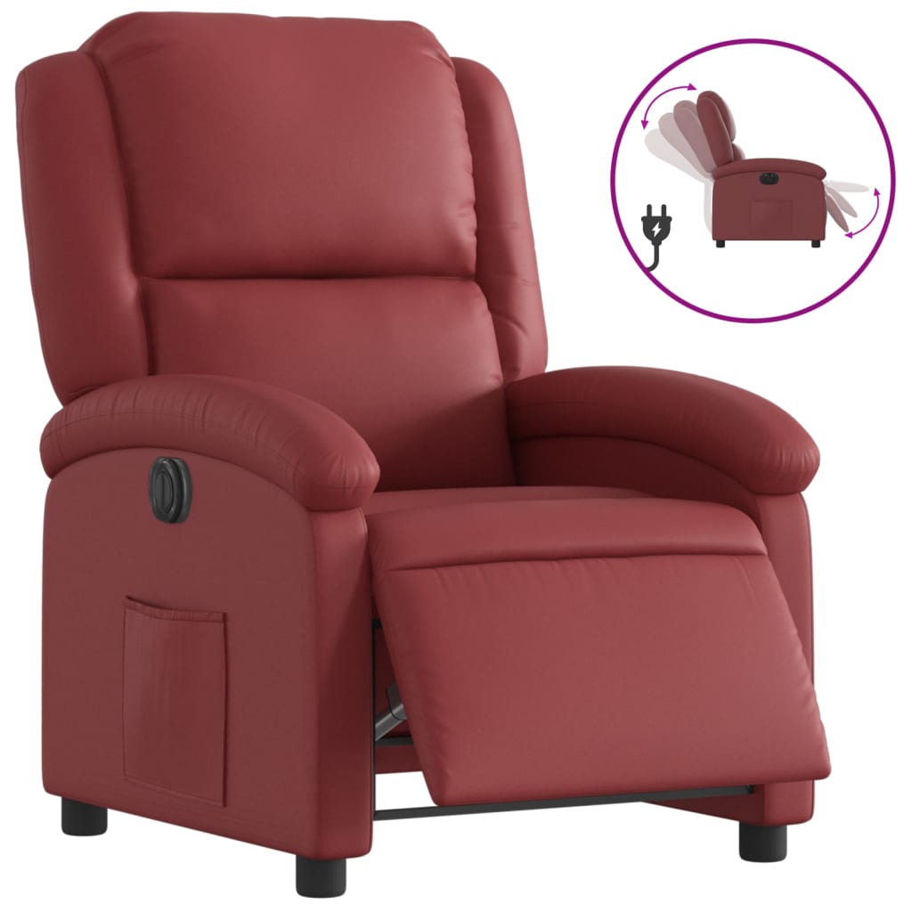 Fauteuil inclinable électrique Rouge bordeaux Similicuir