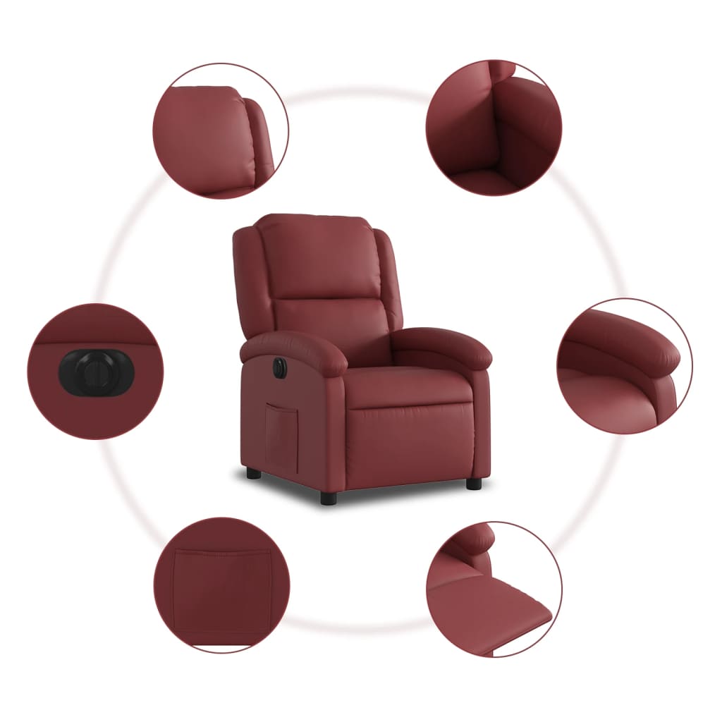 Fauteuil inclinable électrique Rouge bordeaux Similicuir