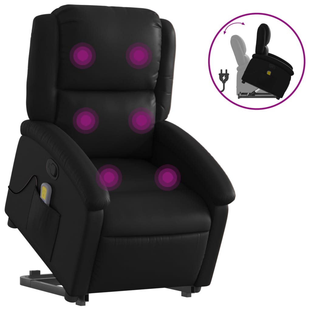 Fauteuil inclinable de massage Noir Similicuir