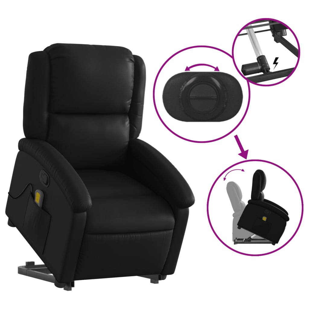 Fauteuil inclinable de massage Noir Similicuir