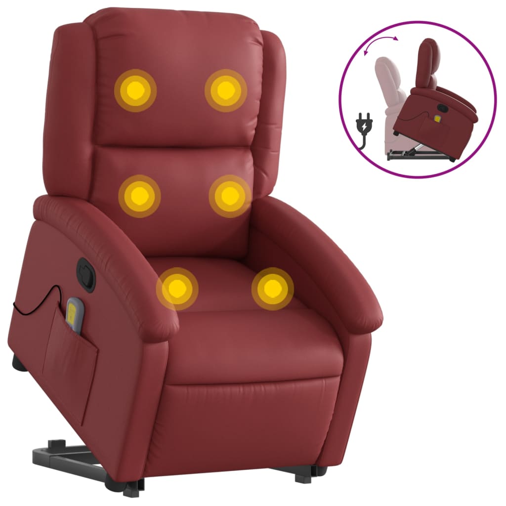 Fauteuil inclinable de massage Rouge bordeaux Similicuir