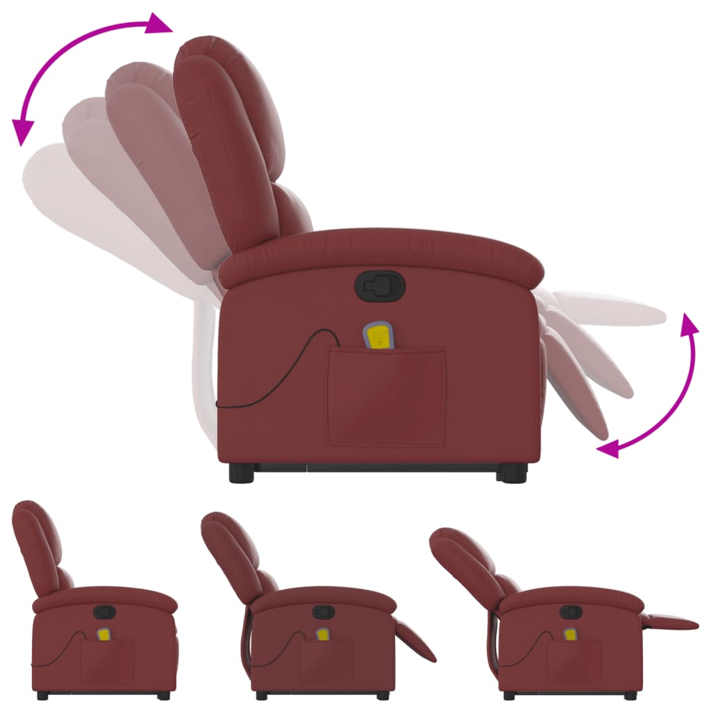 Fauteuil inclinable de massage Rouge bordeaux Similicuir