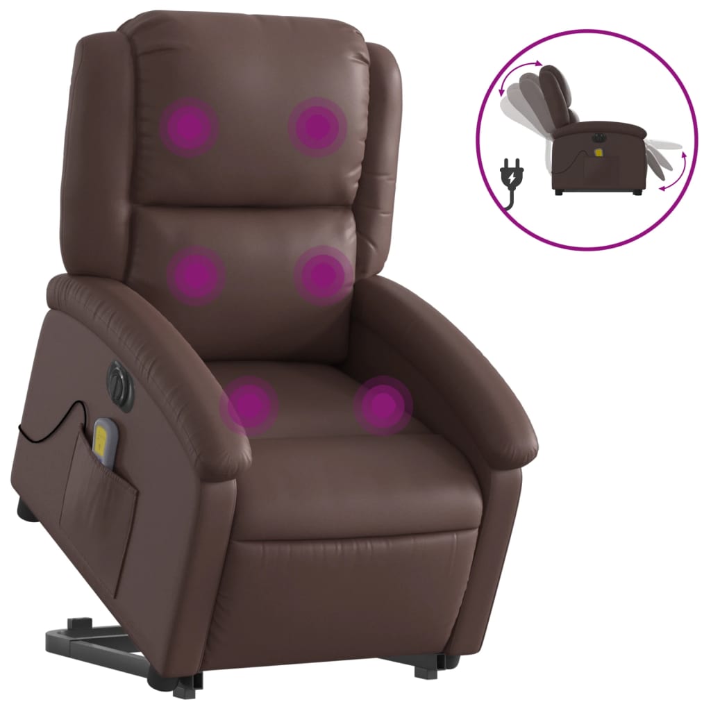 Fauteuil inclinable de massage électrique marron similicuir