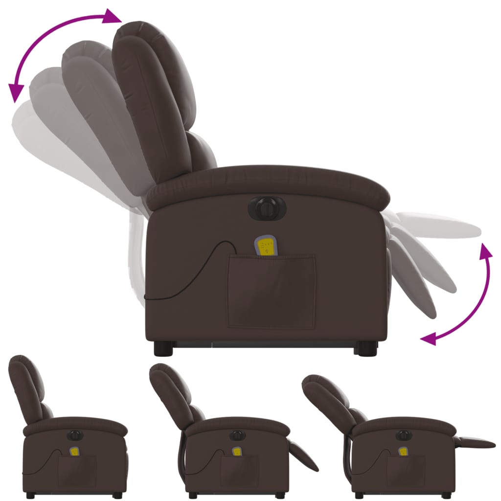 Fauteuil inclinable de massage électrique marron similicuir