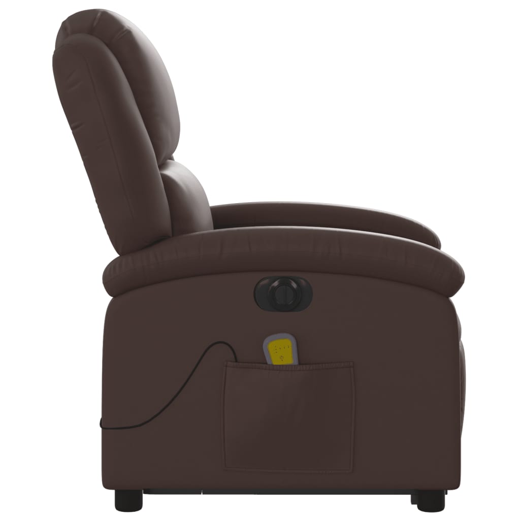 Fauteuil inclinable de massage électrique marron similicuir