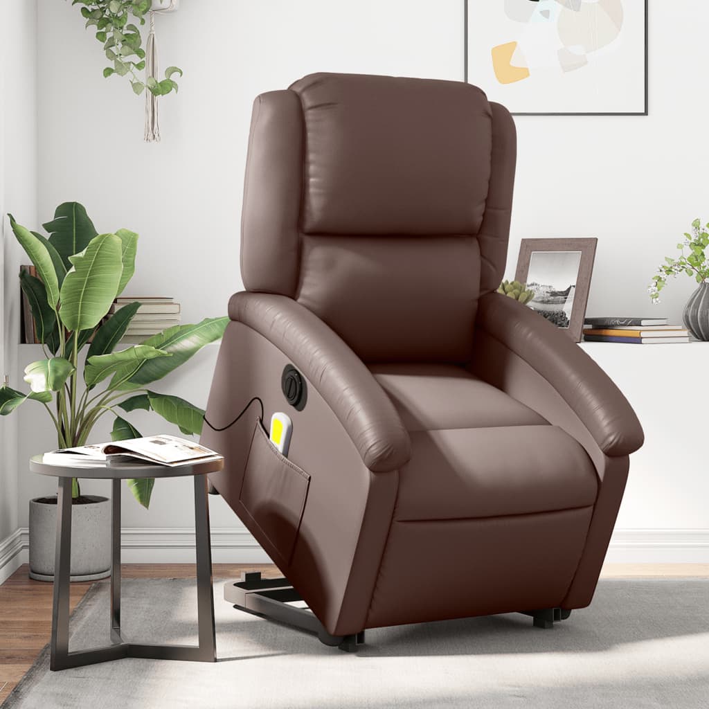 Fauteuil inclinable de massage électrique marron similicuir