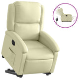 Fauteuil inclinable électrique crème cuir véritable