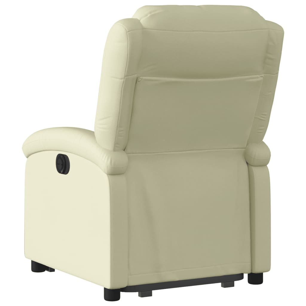 Fauteuil inclinable électrique crème cuir véritable