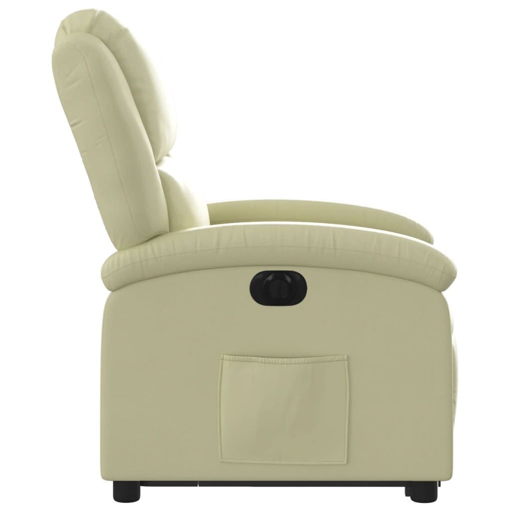 Fauteuil inclinable électrique crème cuir véritable