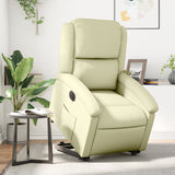 Fauteuil inclinable électrique crème cuir véritable