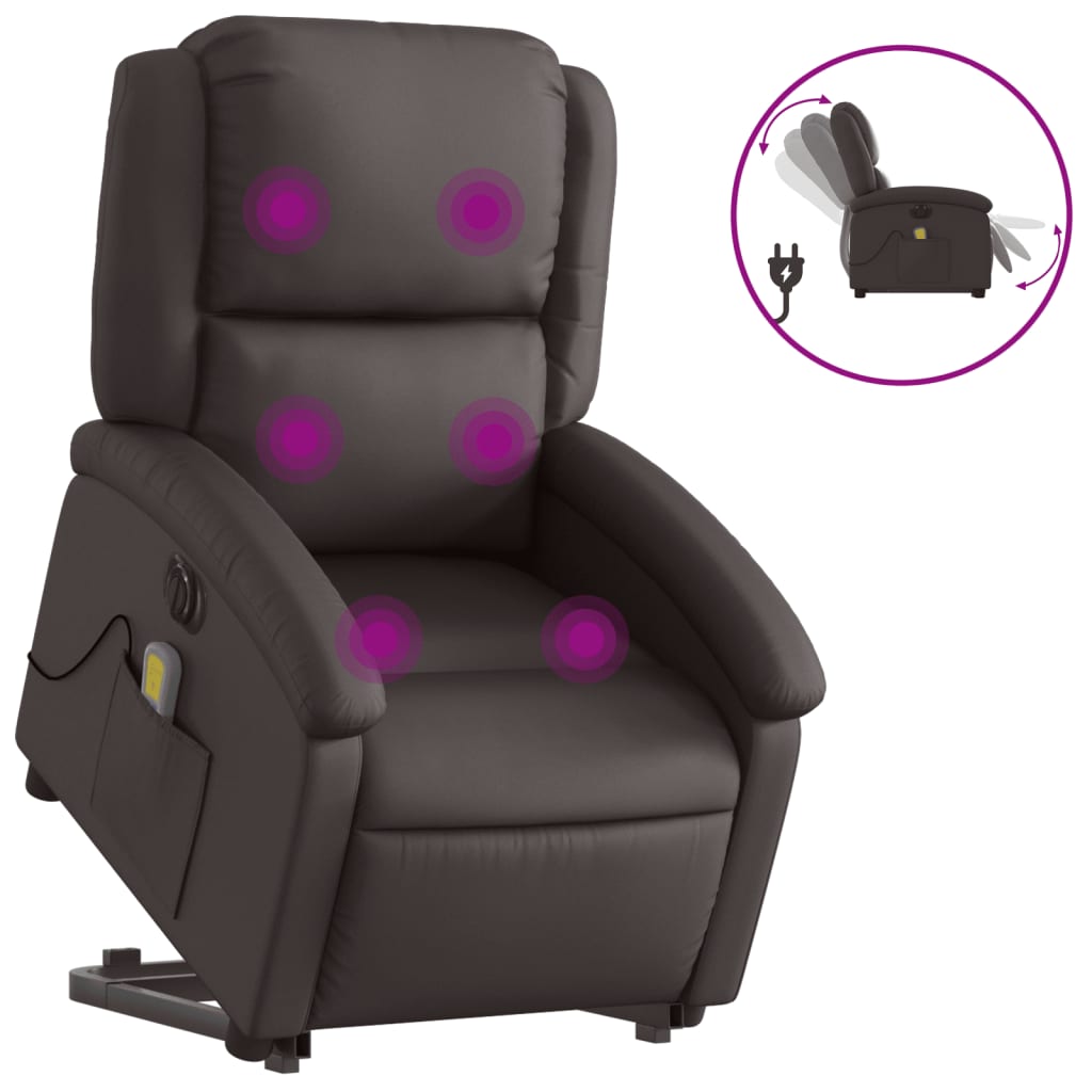 Fauteuil inclinable de massage électrique marron foncé