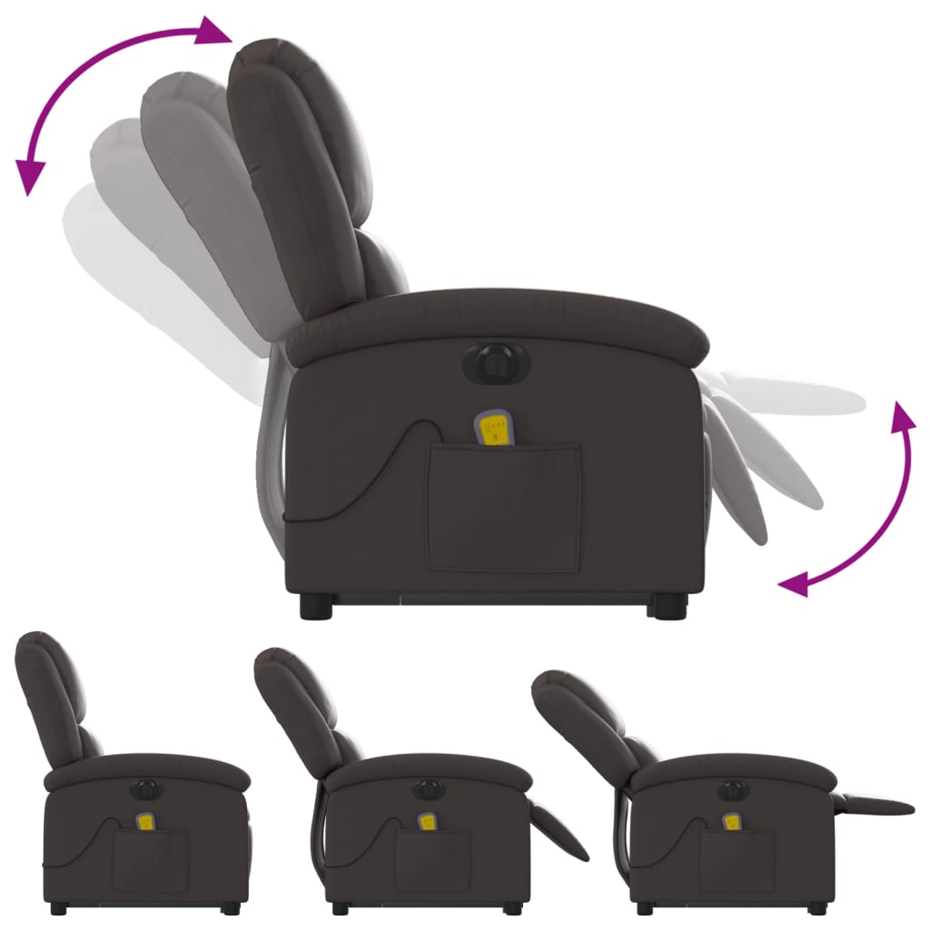 Fauteuil inclinable de massage électrique marron foncé