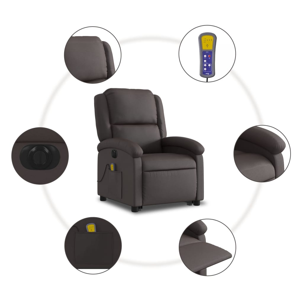 Fauteuil inclinable de massage électrique marron foncé