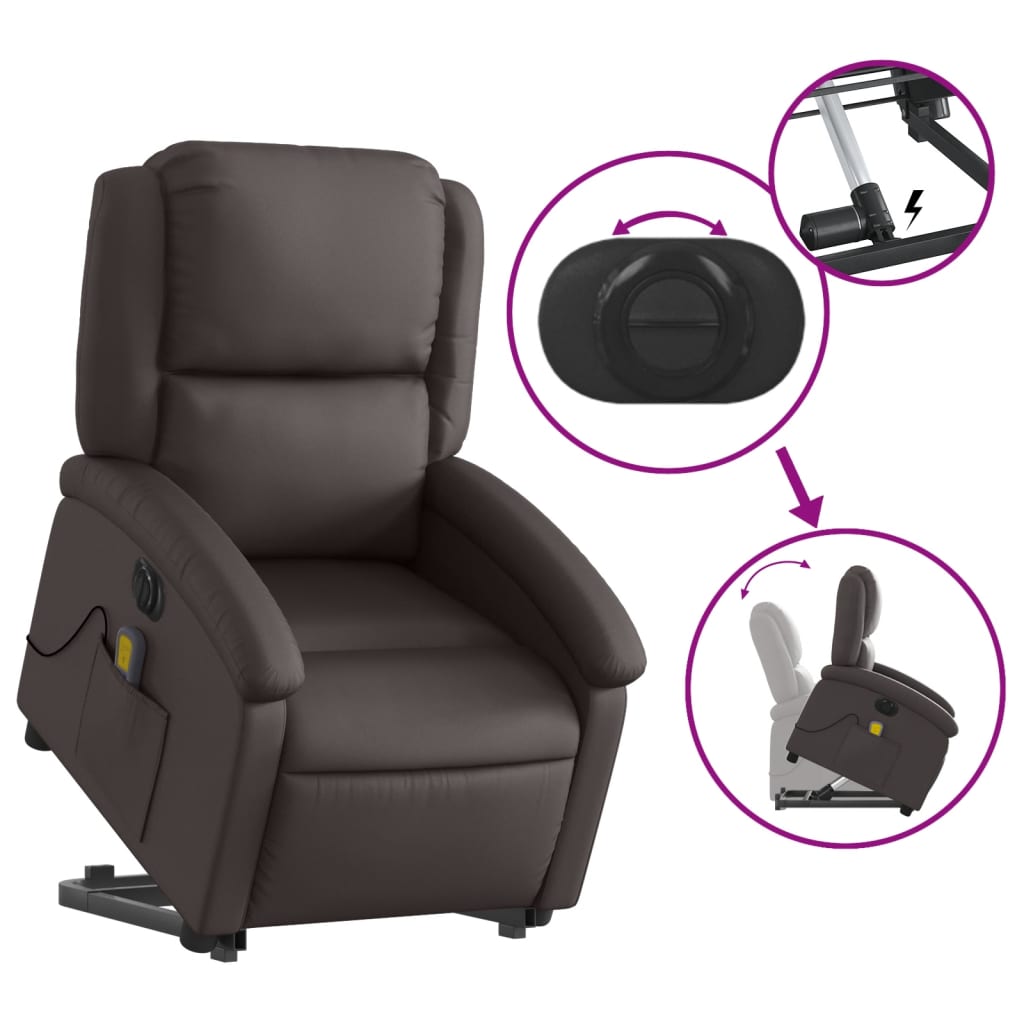 Fauteuil inclinable de massage électrique marron foncé