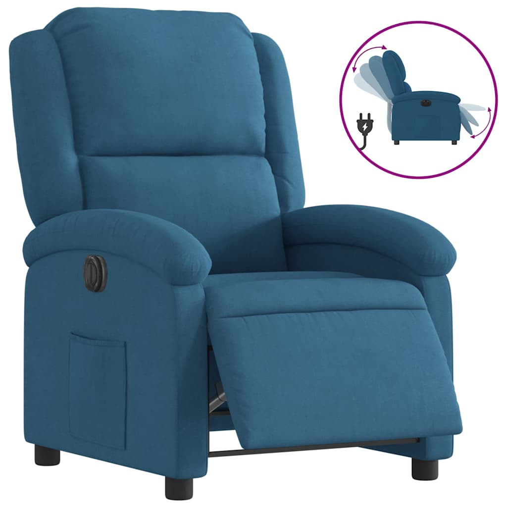 Fauteuil inclinable électrique bleu velours