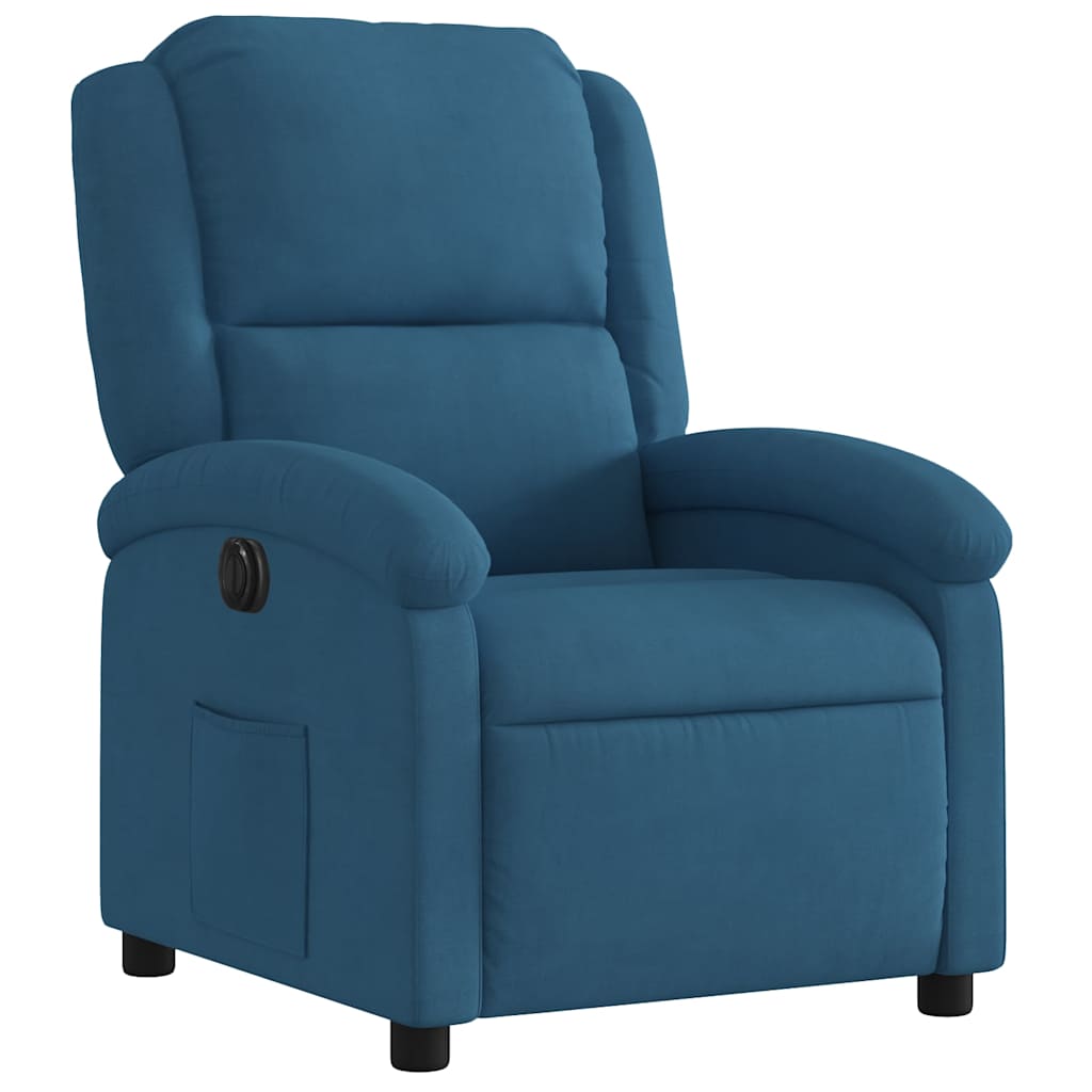 Fauteuil inclinable électrique bleu velours