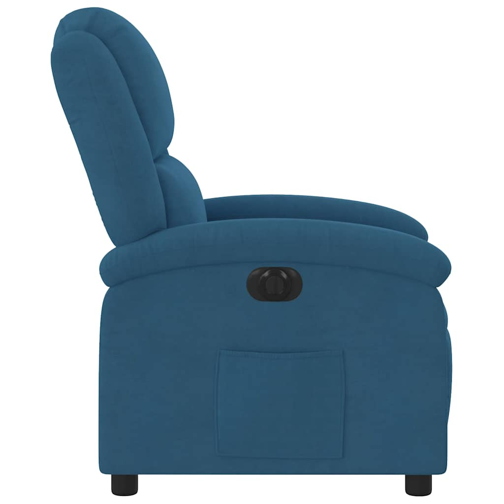 Fauteuil inclinable électrique bleu velours