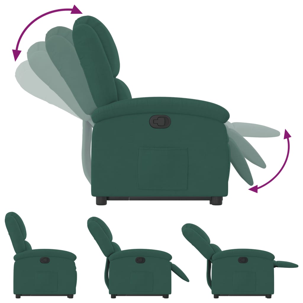 Fauteuil inclinable Vert foncé Velours