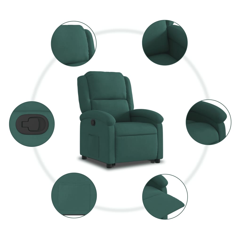 Fauteuil inclinable Vert foncé Velours