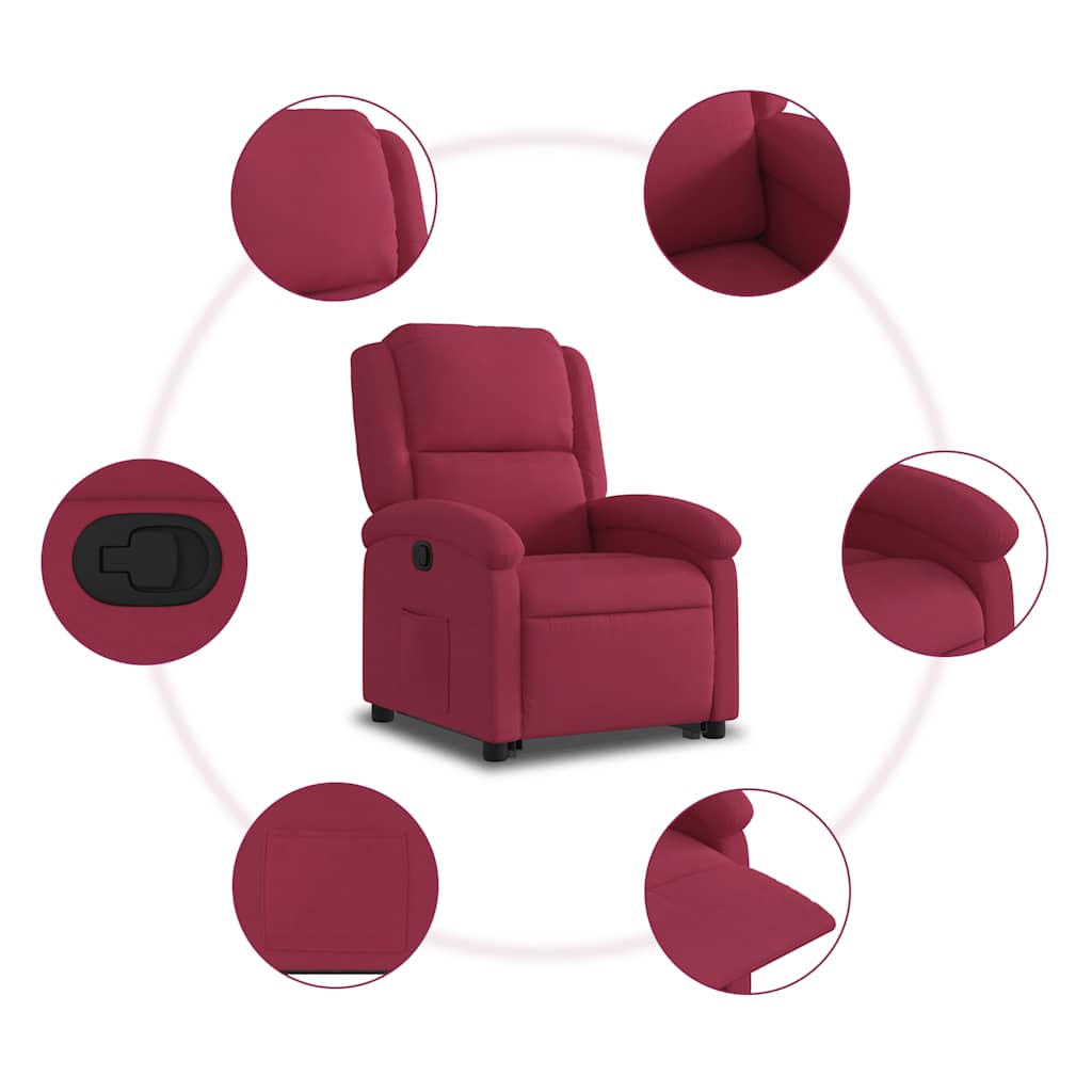 Fauteuil inclinable Rouge bordeaux Velours