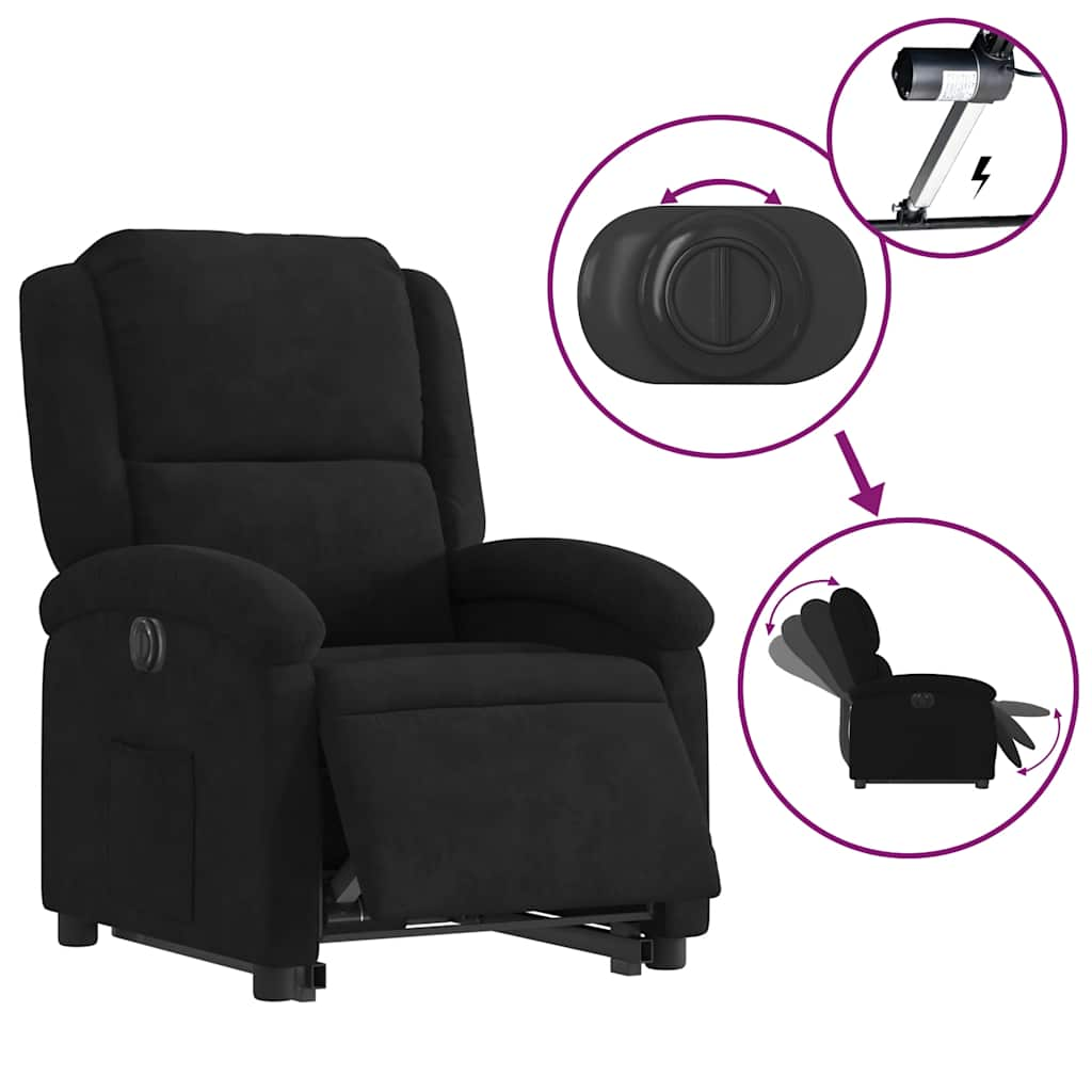 Fauteuil inclinable électrique noir velours