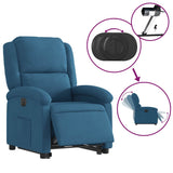 Fauteuil inclinable électrique bleu velours