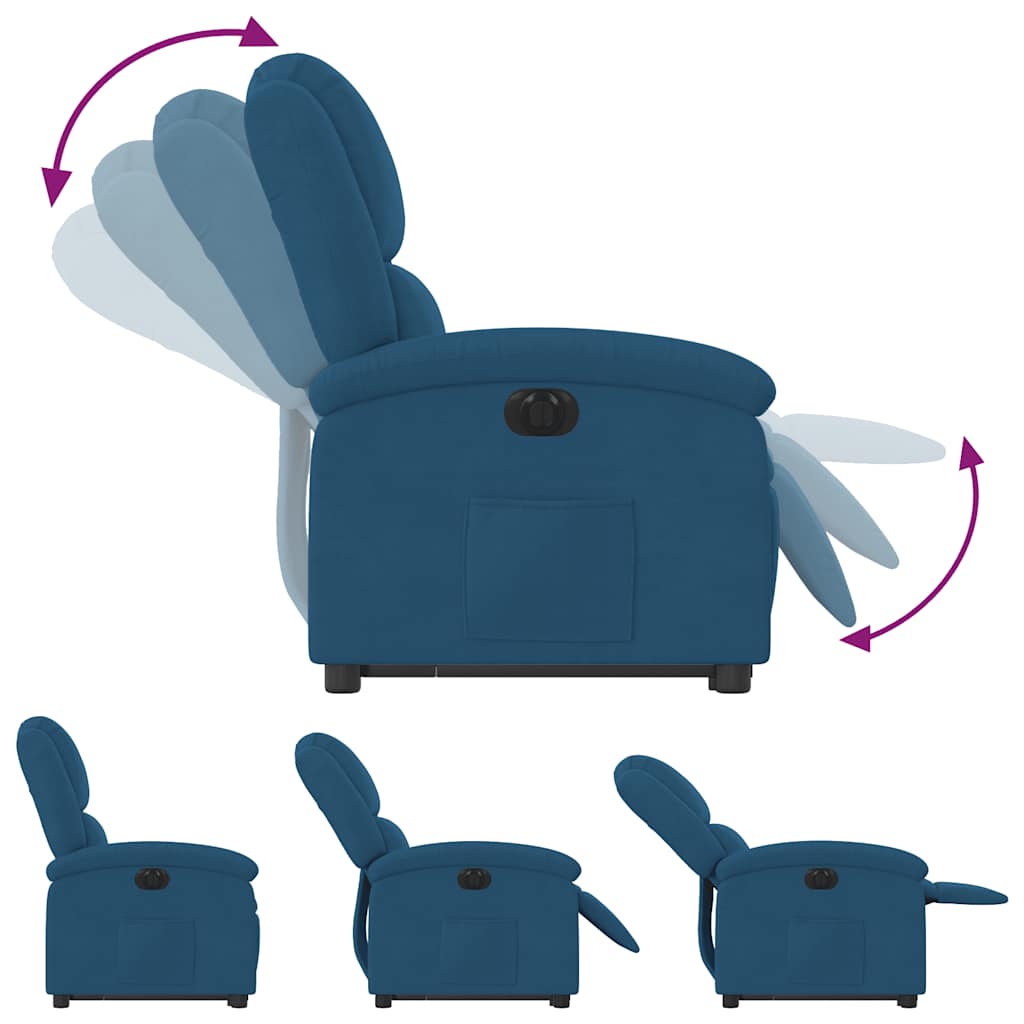 Fauteuil inclinable électrique bleu velours