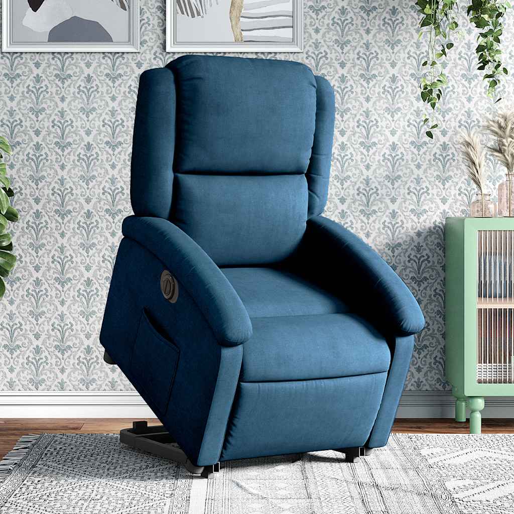 Fauteuil inclinable électrique bleu velours