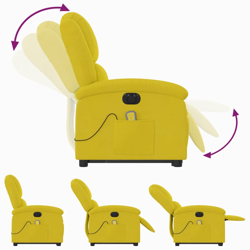 Fauteuil inclinable de massage électrique jaune velours