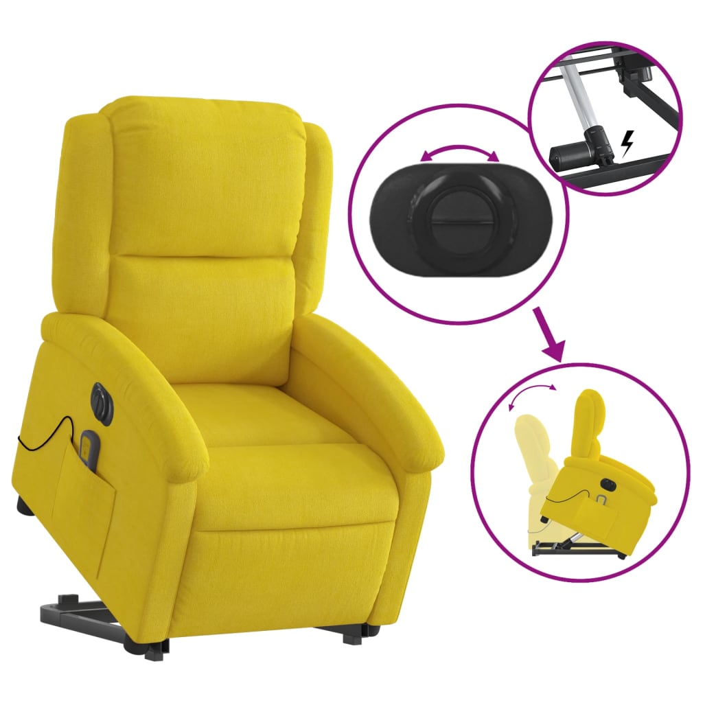 Fauteuil inclinable de massage électrique jaune velours