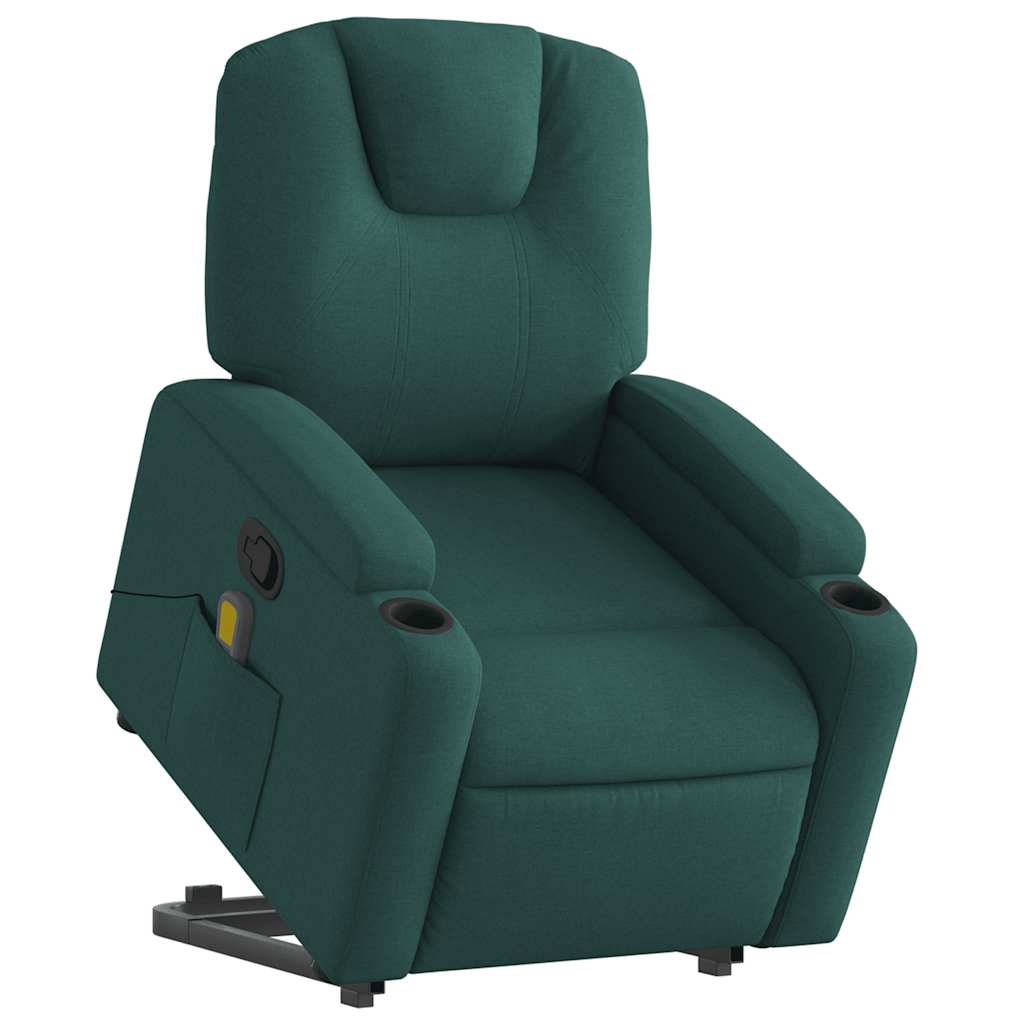 Fauteuil inclinable de massage Vert foncé Tissu