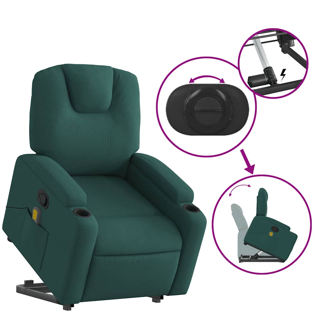 Fauteuil inclinable de massage Vert foncé Tissu