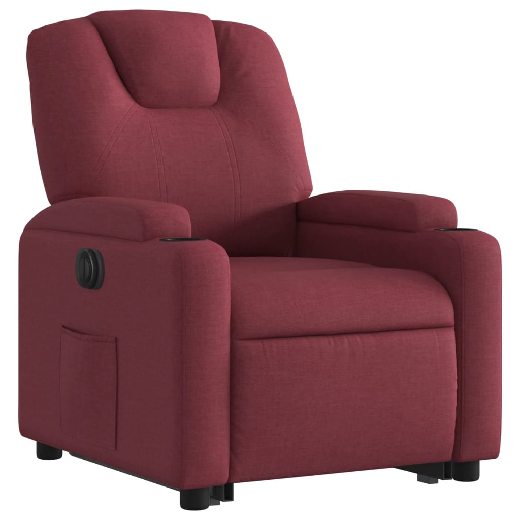 Fauteuil inclinable électrique rouge bordeaux tissu