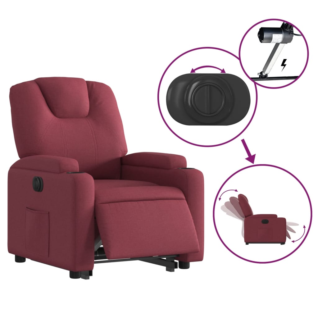 Fauteuil inclinable électrique rouge bordeaux tissu