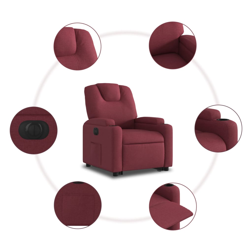 Fauteuil inclinable électrique rouge bordeaux tissu