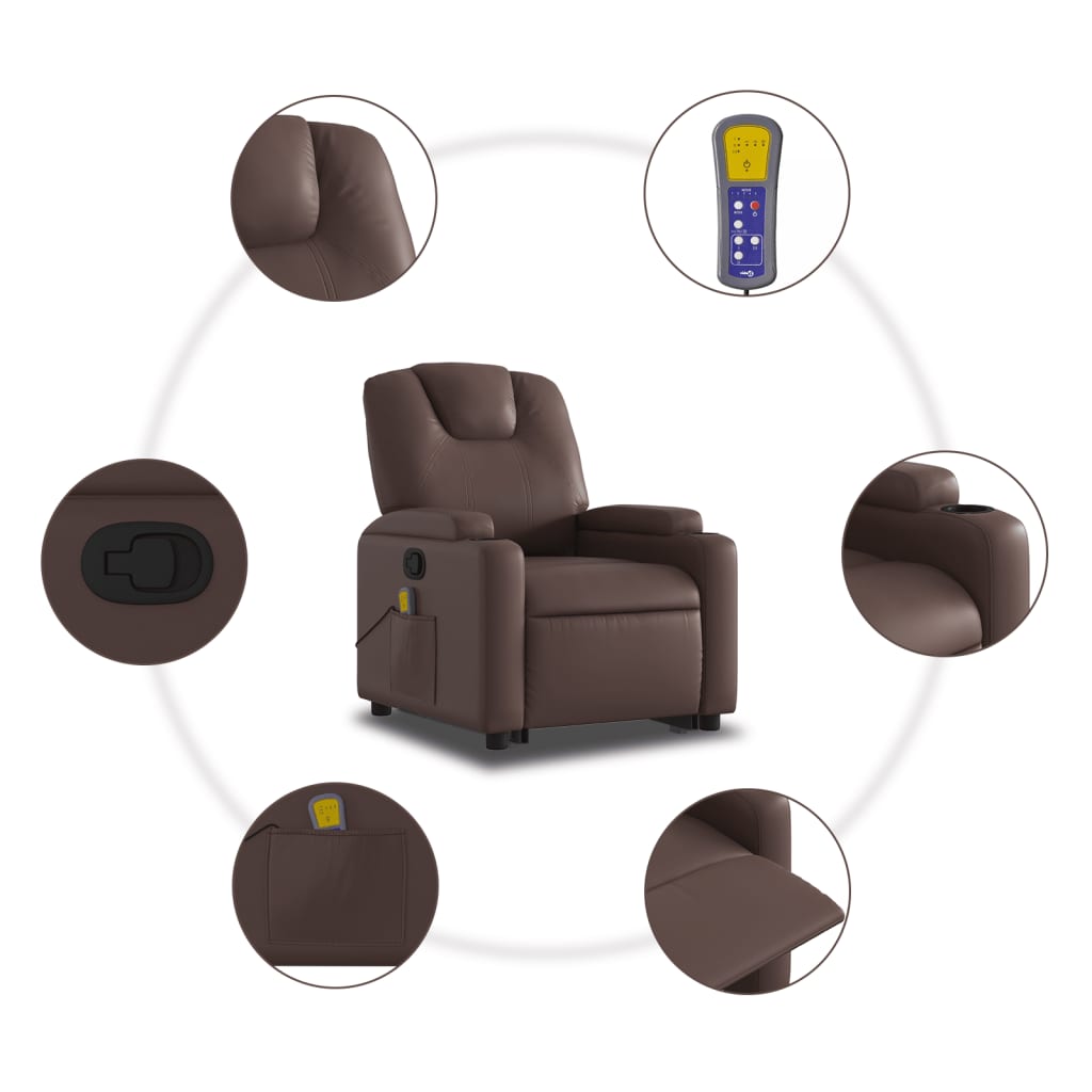 Fauteuil inclinable de massage Marron Similicuir