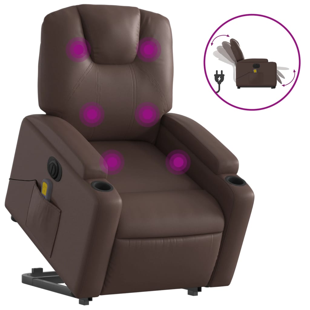 Fauteuil inclinable de massage électrique marron similicuir