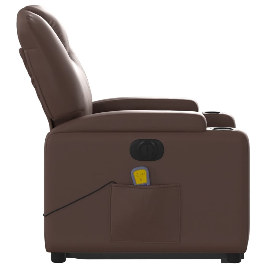 Fauteuil inclinable de massage électrique marron similicuir