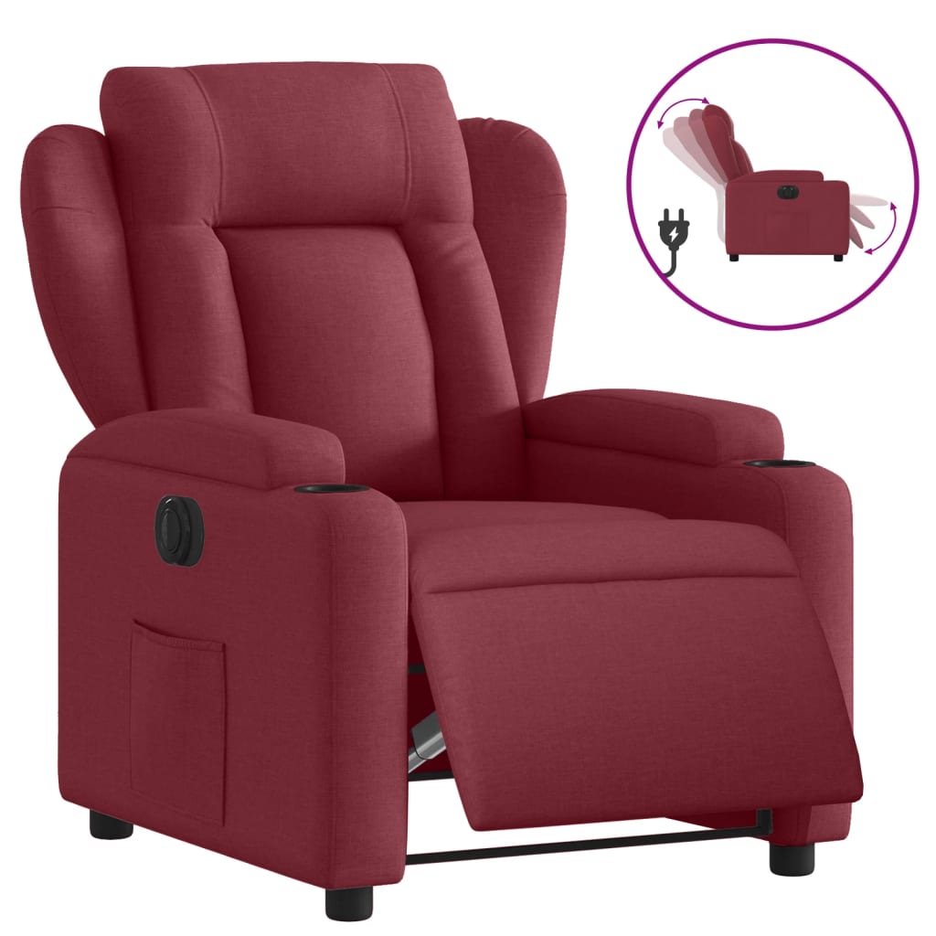 Fauteuil inclinable électrique Rouge bordeaux Tissu