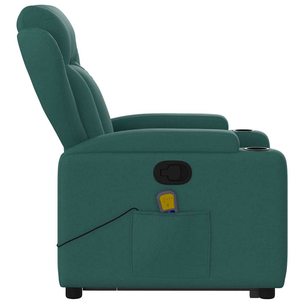 Fauteuil inclinable de massage Vert foncé Tissu